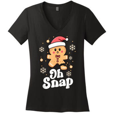 Oh Snap Gingerbread Man Cute Christmas Cookie Baking Team Women's V-Neck T-Shirt