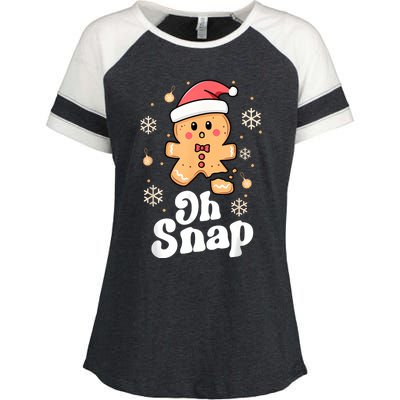 Oh Snap Gingerbread Man Cute Christmas Cookie Baking Team Enza Ladies Jersey Colorblock Tee