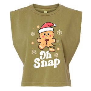 Oh Snap Gingerbread Man Cute Christmas Cookie Baking Team Garment-Dyed Women's Muscle Tee