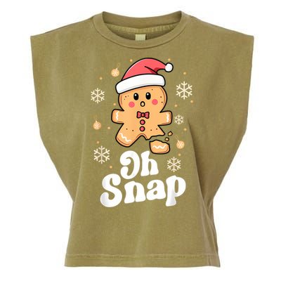 Oh Snap Gingerbread Man Cute Christmas Cookie Baking Team Garment-Dyed Women's Muscle Tee