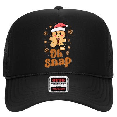 Oh Snap Gingerbread Man Cute Christmas Cookie Baking Team Gift High Crown Mesh Back Trucker Hat