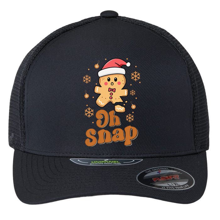 Oh Snap Gingerbread Man Cute Christmas Cookie Baking Team Gift Flexfit Unipanel Trucker Cap