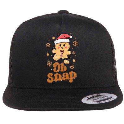 Oh Snap Gingerbread Man Cute Christmas Cookie Baking Team Gift Flat Bill Trucker Hat