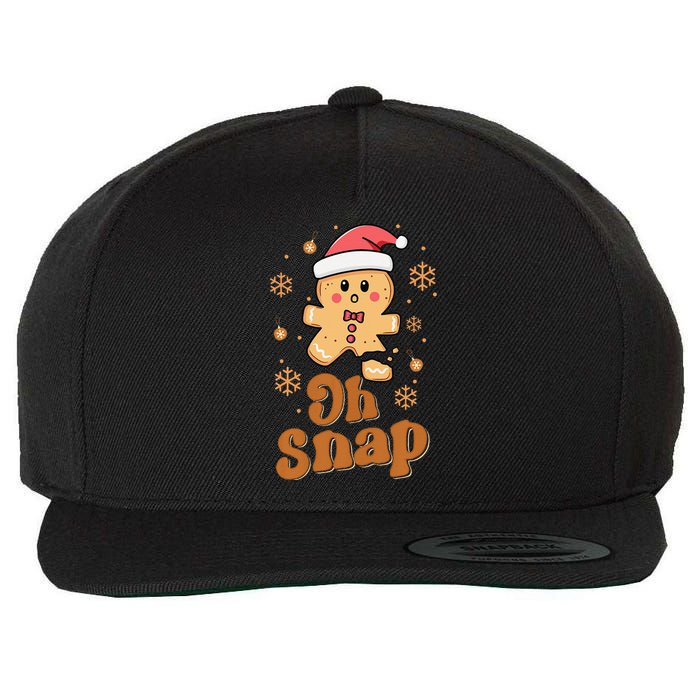 Oh Snap Gingerbread Man Cute Christmas Cookie Baking Team Gift Wool Snapback Cap