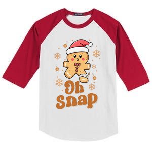 Oh Snap Gingerbread Man Cute Christmas Cookie Baking Team Gift Kids Colorblock Raglan Jersey