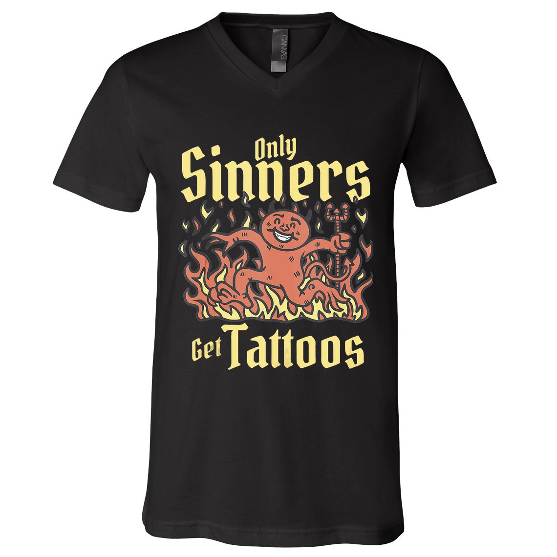 Only Sinners Get Tattoos V-Neck T-Shirt