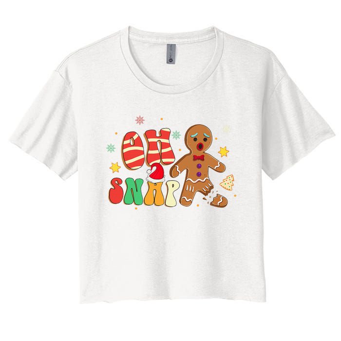 Oh Snap Gingerbread Man Funny Christmas Xmas Women's Crop Top Tee