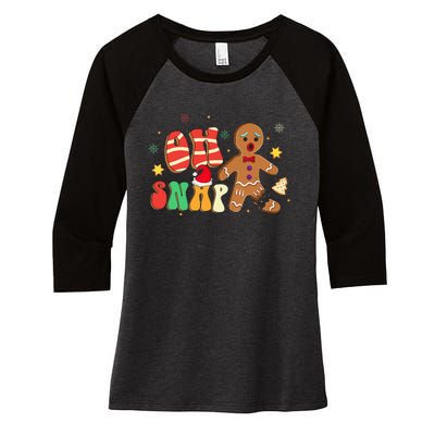 Oh Snap Gingerbread Man Funny Christmas Xmas Women's Tri-Blend 3/4-Sleeve Raglan Shirt