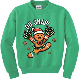 Oh Snap Gingerbreadman Cheerleader Christmas Cheerleading Kids Sweatshirt