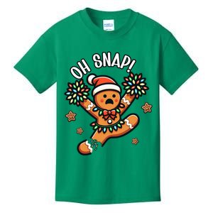 Oh Snap Gingerbreadman Cheerleader Christmas Cheerleading Kids T-Shirt