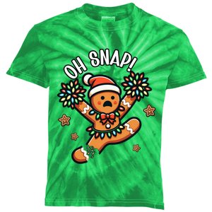 Oh Snap Gingerbreadman Cheerleader Christmas Cheerleading Kids Tie-Dye T-Shirt