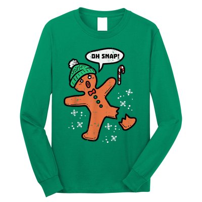 Oh Snap Gingerbread Man Funny Christmas Xmas Long Sleeve Shirt