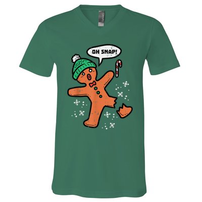 Oh Snap Gingerbread Man Funny Christmas Xmas V-Neck T-Shirt