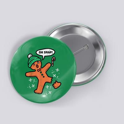Oh Snap Gingerbread Man Funny Christmas Xmas Button