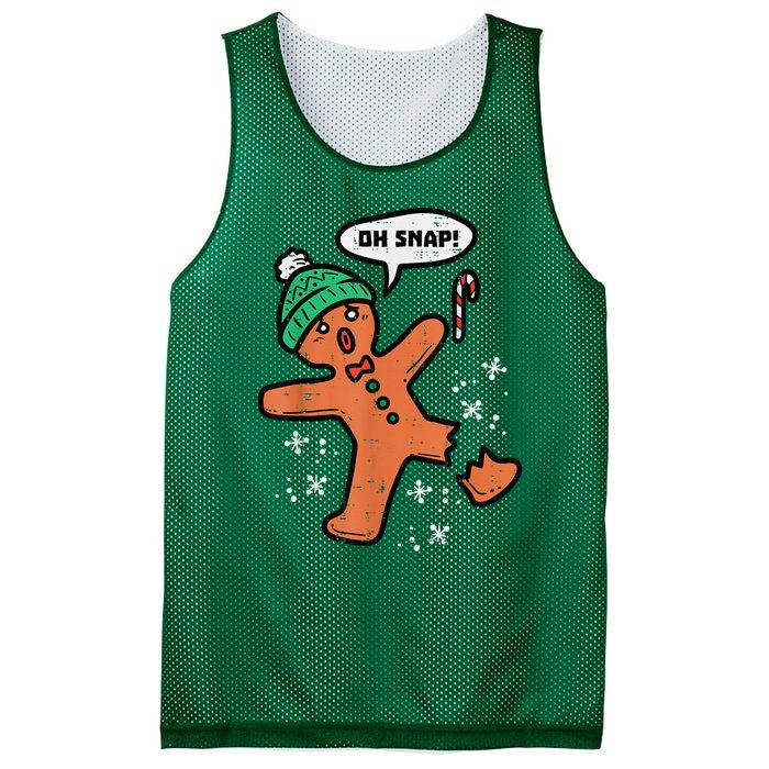 Oh Snap Gingerbread Man Funny Christmas Xmas Mesh Reversible Basketball Jersey Tank