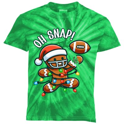 Oh Snap Gingerbreadman Christmas Football Kids Tie-Dye T-Shirt