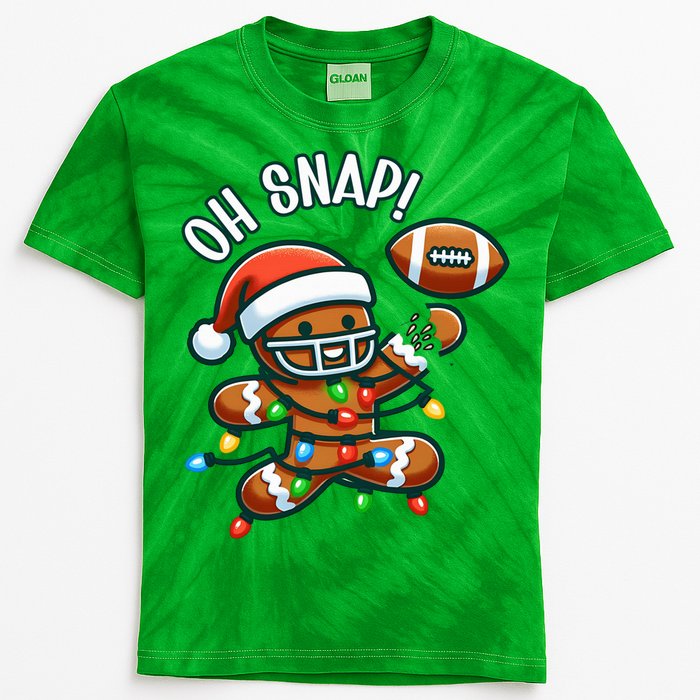 Oh Snap Gingerbreadman Christmas Football Kids Tie-Dye T-Shirt