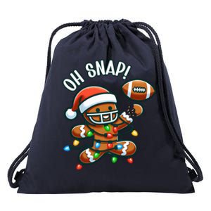 Oh Snap Gingerbreadman Christmas Football Drawstring Bag