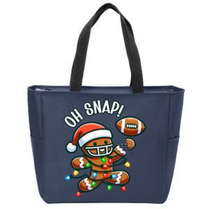 Oh Snap Gingerbreadman Christmas Football Zip Tote Bag