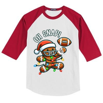 Oh Snap Gingerbreadman Christmas Football Kids Colorblock Raglan Jersey