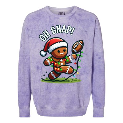 Oh Snap Gingerbreadman Christmas Football Colorblast Crewneck Sweatshirt