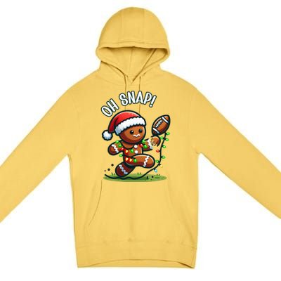 Oh Snap Gingerbreadman Christmas Football Premium Pullover Hoodie