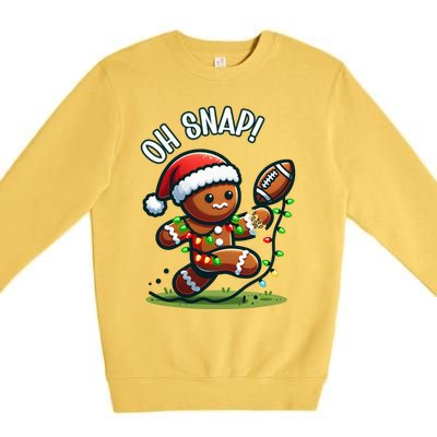 Oh Snap Gingerbreadman Christmas Football Premium Crewneck Sweatshirt