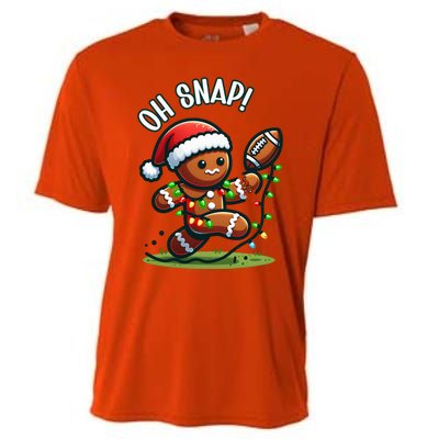 Oh Snap Gingerbreadman Christmas Football Cooling Performance Crew T-Shirt