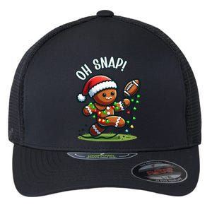 Oh Snap Gingerbreadman Christmas Football Flexfit Unipanel Trucker Cap