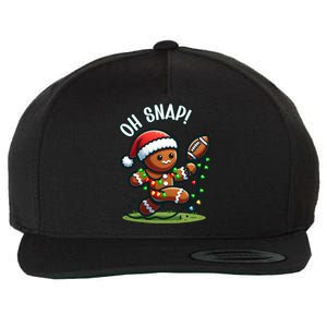 Oh Snap Gingerbreadman Christmas Football Wool Snapback Cap