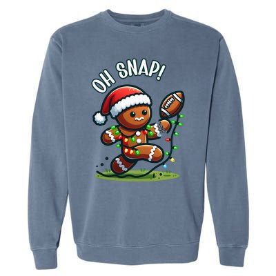 Oh Snap Gingerbreadman Christmas Football Garment-Dyed Sweatshirt