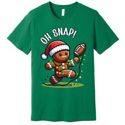 Oh Snap Gingerbreadman Christmas Football Premium T-Shirt