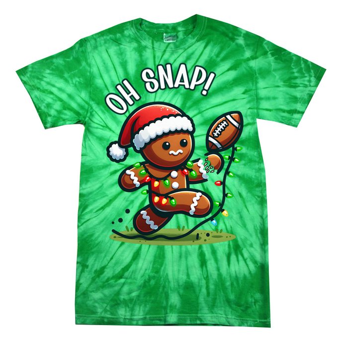 Oh Snap Gingerbreadman Christmas Football Tie-Dye T-Shirt