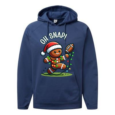 Oh Snap Gingerbreadman Christmas Football Performance Fleece Hoodie