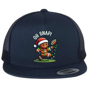 Oh Snap Gingerbreadman Christmas Football Flat Bill Trucker Hat