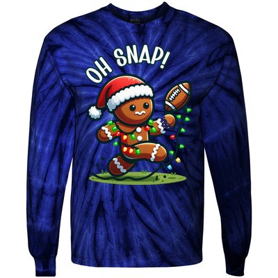 Oh Snap Gingerbreadman Christmas Football Tie-Dye Long Sleeve Shirt