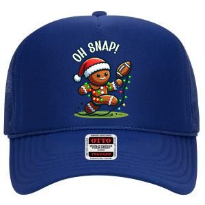 Oh Snap Gingerbreadman Christmas Football High Crown Mesh Back Trucker Hat