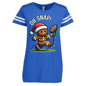 Oh Snap Gingerbreadman Christmas Football Enza Ladies Jersey Football T-Shirt