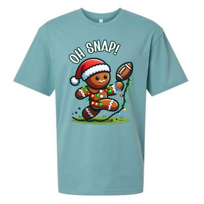 Oh Snap Gingerbreadman Christmas Football Sueded Cloud Jersey T-Shirt