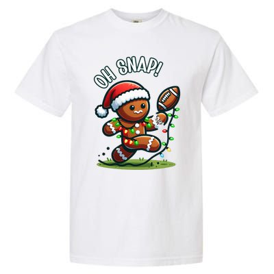 Oh Snap Gingerbreadman Christmas Football Garment-Dyed Heavyweight T-Shirt