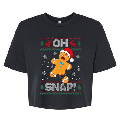 Oh Snap Gingerbread Man Cookie Christmas Funny Ugly Sweater Bella+Canvas Jersey Crop Tee