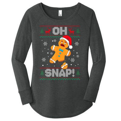 Oh Snap Gingerbread Man Cookie Christmas Funny Ugly Sweater Women's Perfect Tri Tunic Long Sleeve Shirt