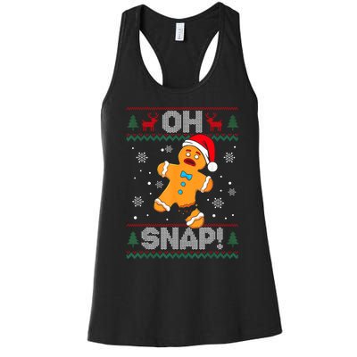 Oh Snap Gingerbread Man Cookie Christmas Funny Ugly Sweater Women's Racerback Tank