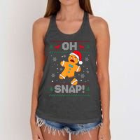 Oh Snap Gingerbread Man Cookie Christmas Funny Ugly Sweater Women's Knotted Racerback Tank