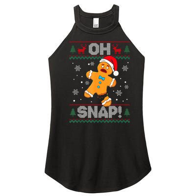 Oh Snap Gingerbread Man Cookie Christmas Funny Ugly Sweater Women's Perfect Tri Rocker Tank