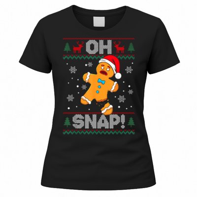 Oh Snap Gingerbread Man Cookie Christmas Funny Ugly Sweater Women's T-Shirt