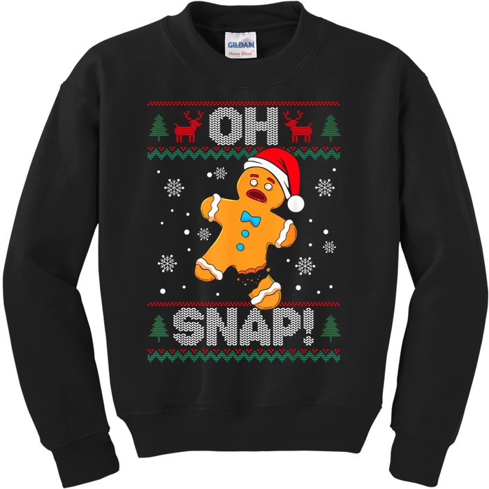 Oh Snap Gingerbread Man Cookie Christmas Funny Ugly Sweater Kids Sweatshirt