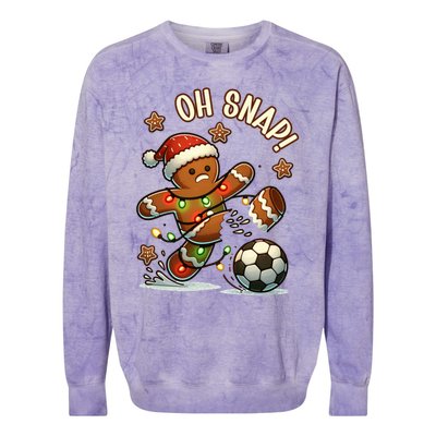 Oh Snap Gingerbreadman Christmas Soccer Colorblast Crewneck Sweatshirt