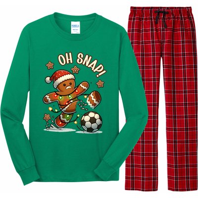 Oh Snap Gingerbreadman Christmas Soccer Long Sleeve Pajama Set