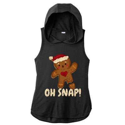 Oh Snap Gingerbread Man Cookie Broken Leg Funny Christmas Ladies PosiCharge Tri-Blend Wicking Draft Hoodie Tank